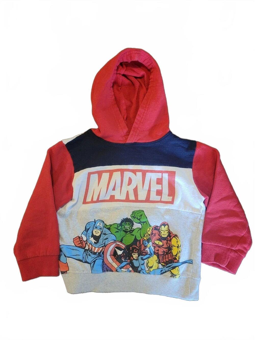 Boys Marvel Avengers Hoodie Size 4 Red, Blue, Graphic Pullover